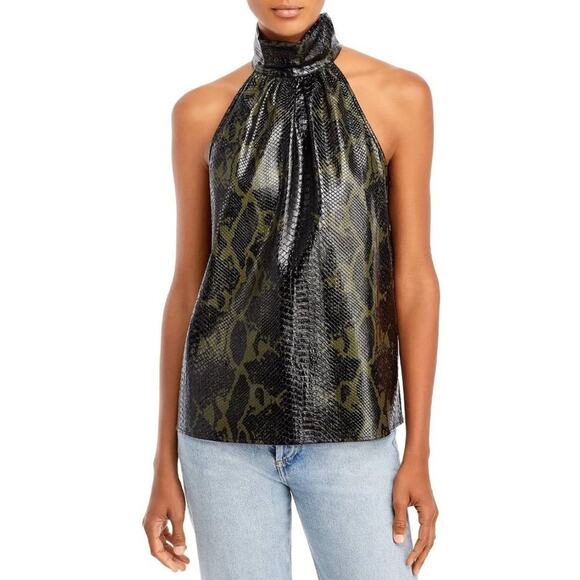 NWT Ramy Brook Embossed Pam Halter Top Keyhole Back Size Medium MSRP $285 - Picture 1 of 9